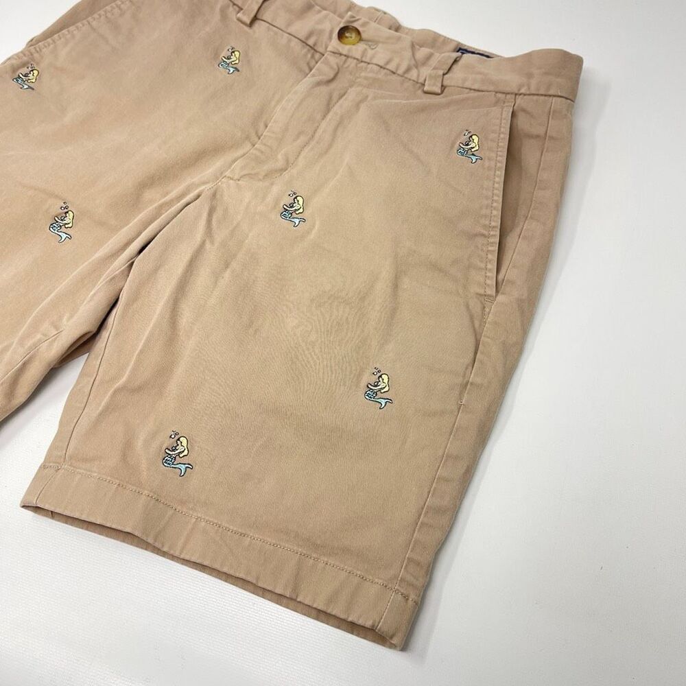 Vineyard Vines Khaki 9” Mermaid Embroidered Breaker Shorts Men Big Boys Size 28 - Picture 3 of 12
